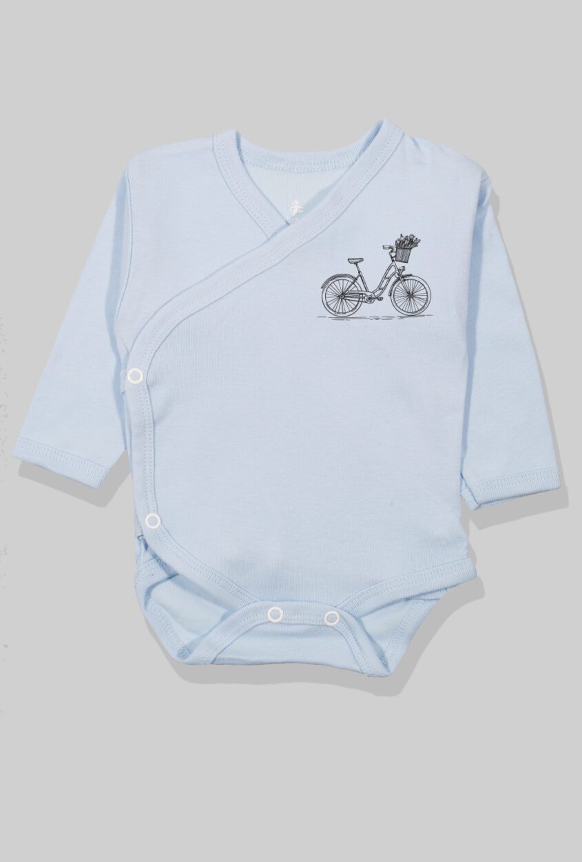 Envelope Bodysuit & Footie Set Jersey/Flannel - Light Blue - Bicycle (0-3M)