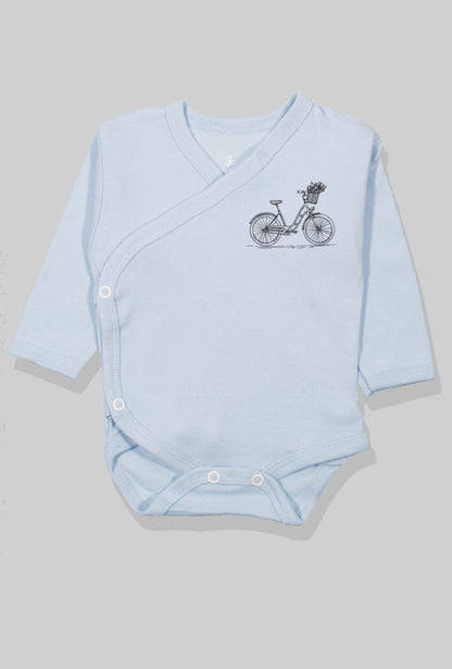 Envelope Bodysuit & Footie Set Jersey/Flannel - Light Blue - Bicycle (0-3M)