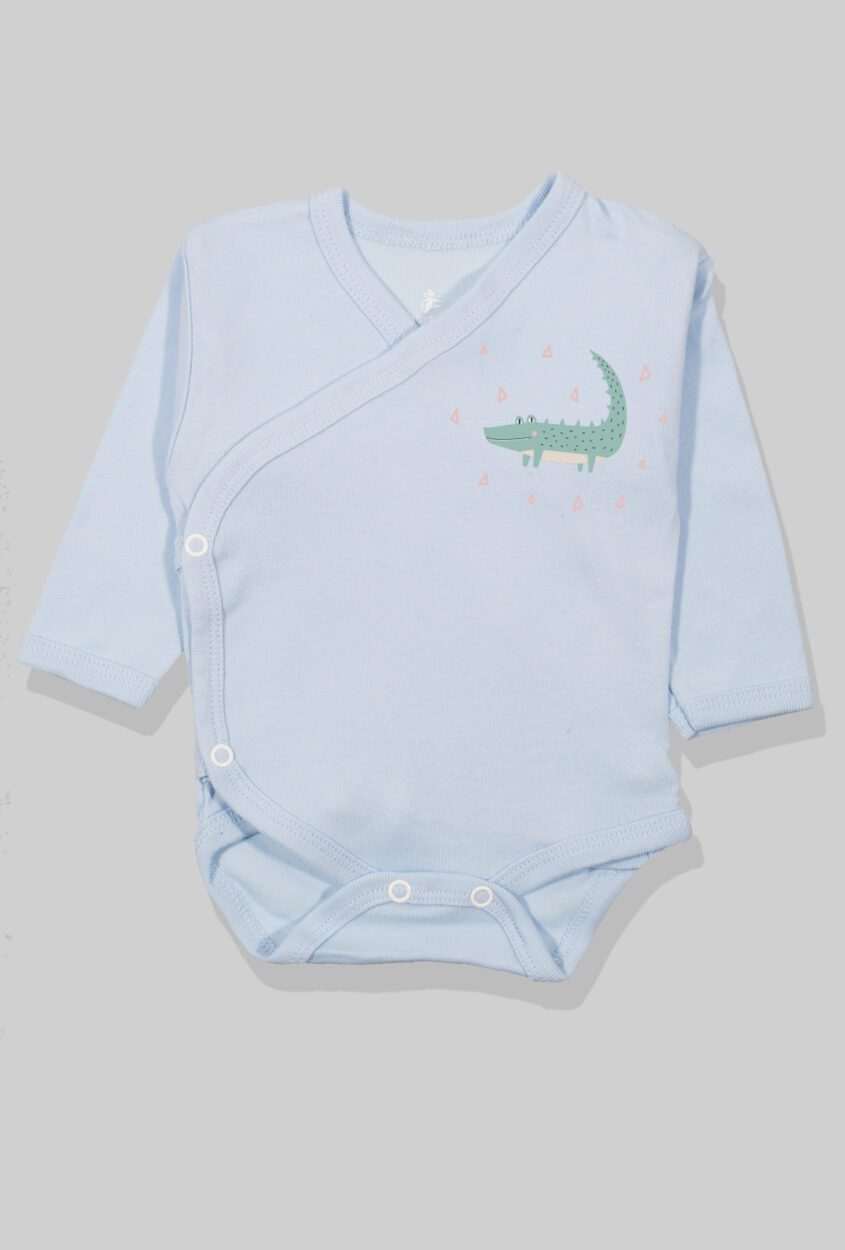 Envelope Bodysuit & Footie Set Jersey/Flannel - Light Blue - Crocodile (0-3M)