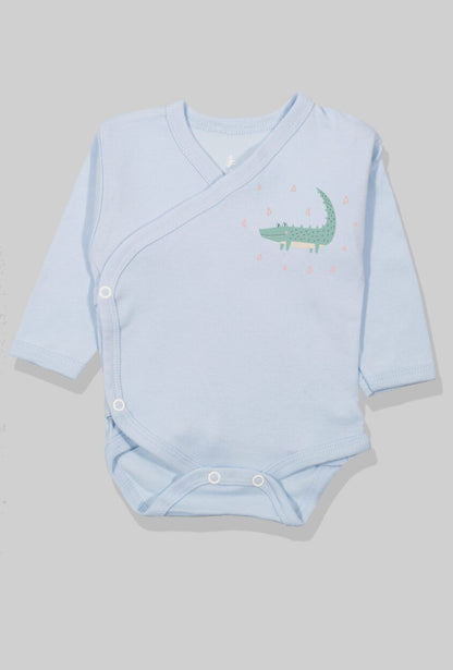 Envelope Bodysuit & Footie Set Jersey/Flannel - Light Blue - Crocodile (0-3M)