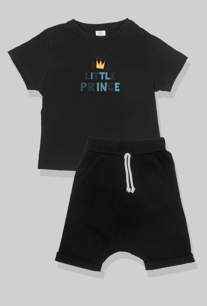 Nursery Set - Top & Pants - Little Prince - Black (2-5 Years)