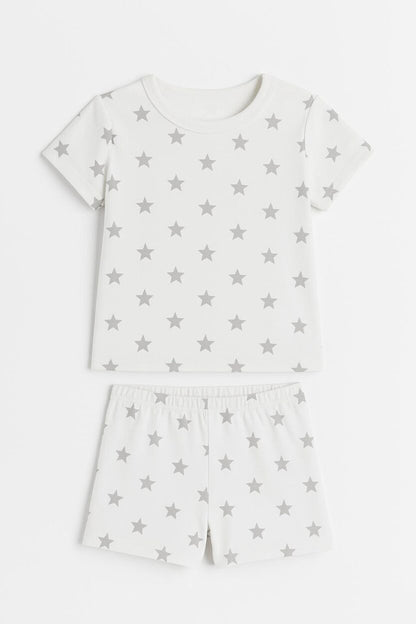 Short Sleepsuit Set | Gray Stars (2-4 Years)