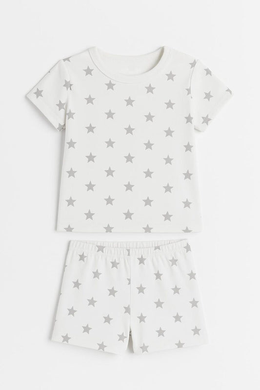 Short Sleepsuit Set | Gray Stars (2-4 Years)