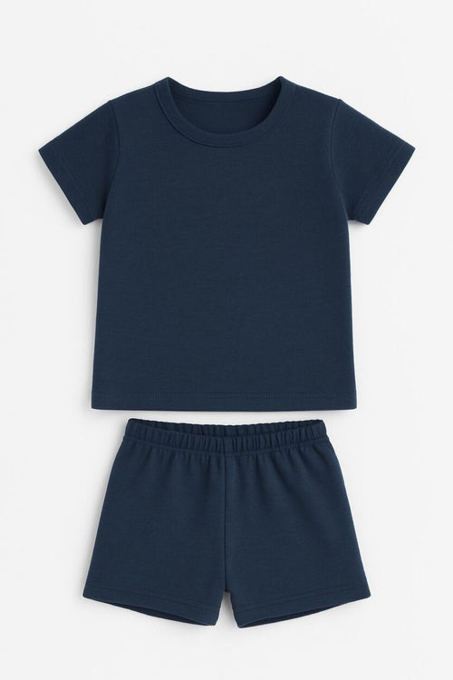 Short Sleepsuit Set | Blue Solid (2-4 Years)