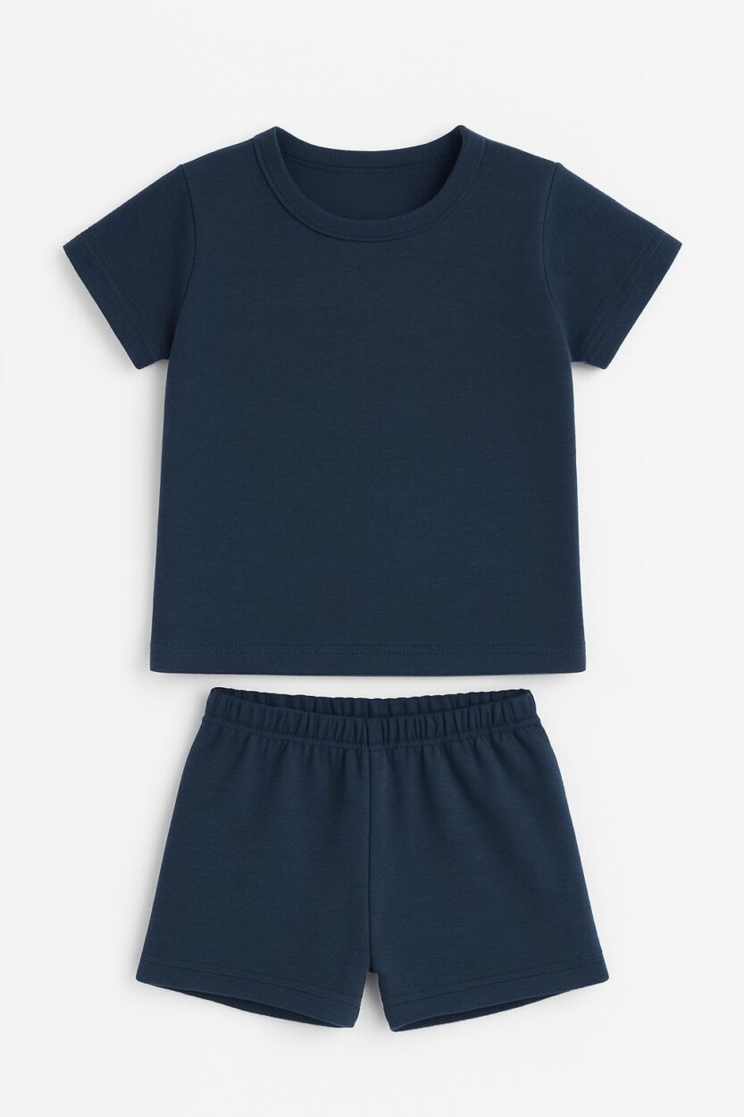 Short Sleepsuit Set | Blue Solid (2-4 Years)