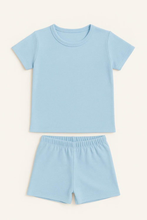 Short Sleepsuit Set | Sky Blue Solid (2-4 Years)