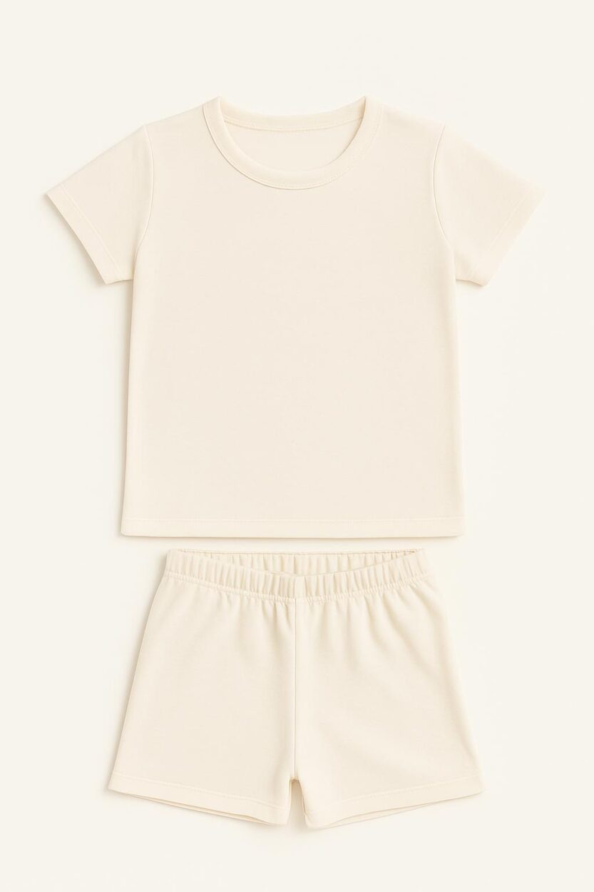 Short Sleepsuit Set | Cream Solid (2-4 Years)