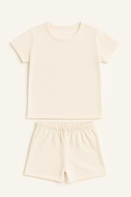 Short Sleepsuit Set | Cream Solid (2-4 Years)