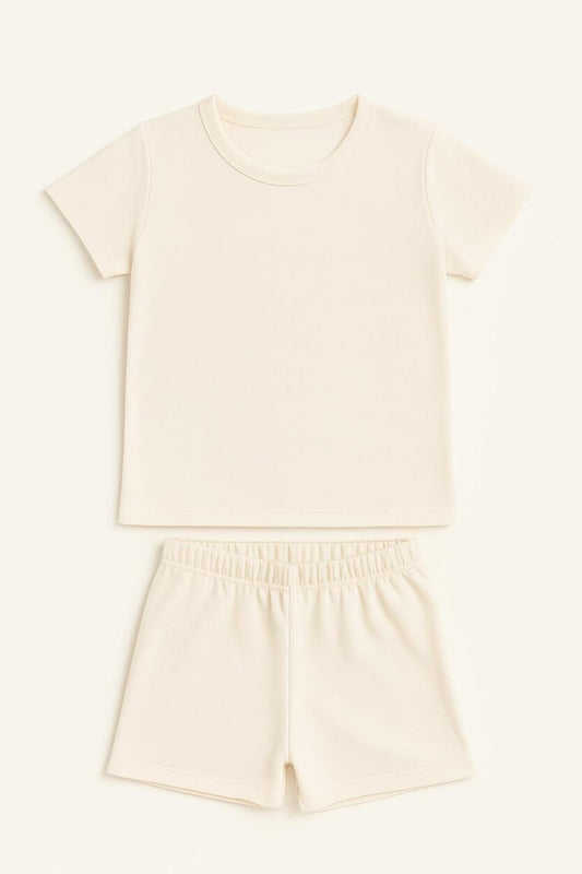 Short Sleepsuit Set | Cream Solid (2-4 Years)
