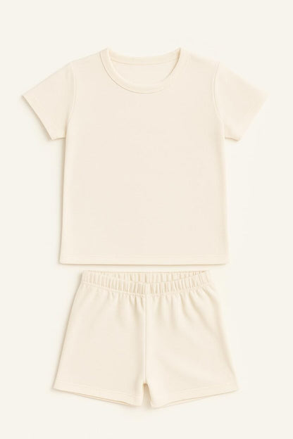 Short Sleepsuit Set | Cream Solid (2-4 Years)