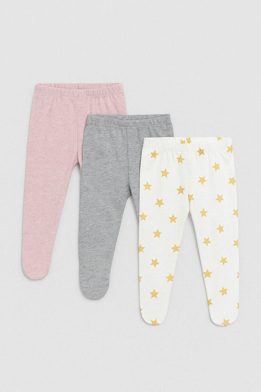 3-Pack Jersey Footies - Plain Stars (0-3M)