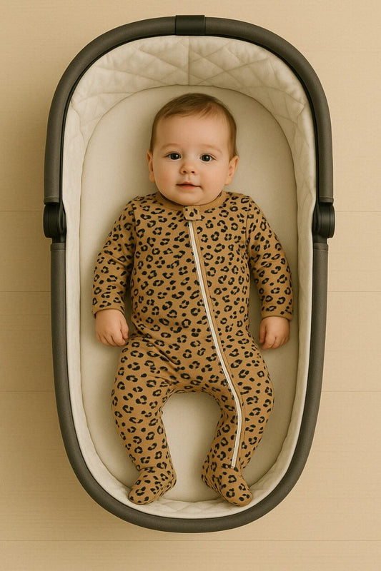 Flannel Double Zip Romper - Brown Spotted (0-12M)