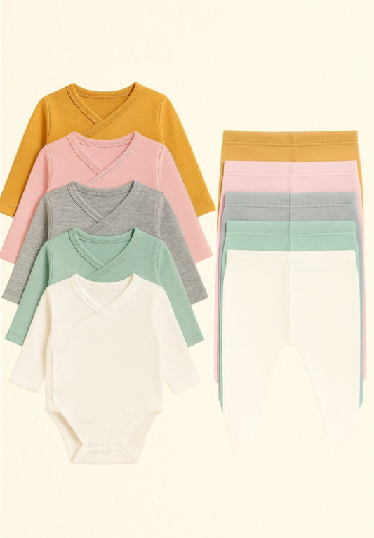 5-Pack Sets - Envelope Bodysuit & Footie Flannel - Plain Pack (0-3M)