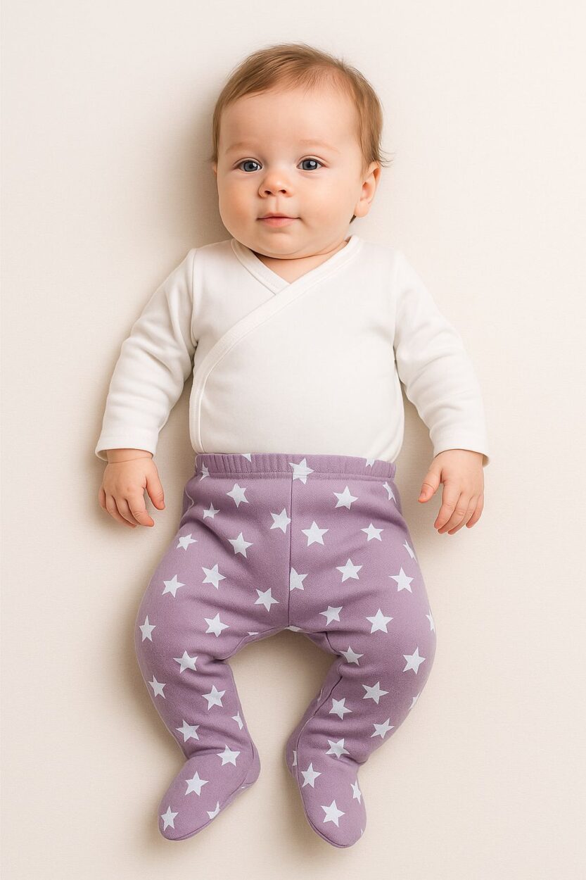Envelope Bodysuit & Footie Set Flannel - Purple White Stars (0-3M)