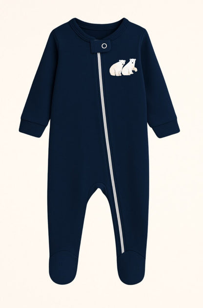 3-Pack Double Zip Flannel/Jersey Rompers - Lion | Bears | Helicopter (0-3M)