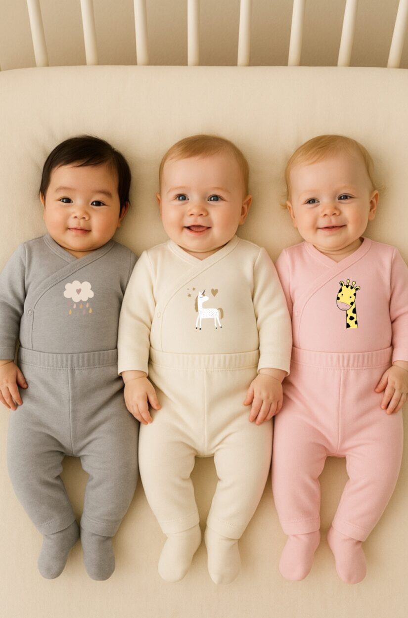 3-Pack Sets - Envelope Bodysuit & Footie Jersey/Flannel - Giraffe | Unicorn | Cloud