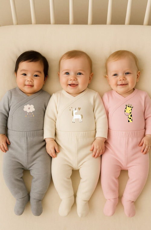 3-Pack Sets - Envelope Bodysuit & Footie Jersey/Flannel - Giraffe | Unicorn | Cloud