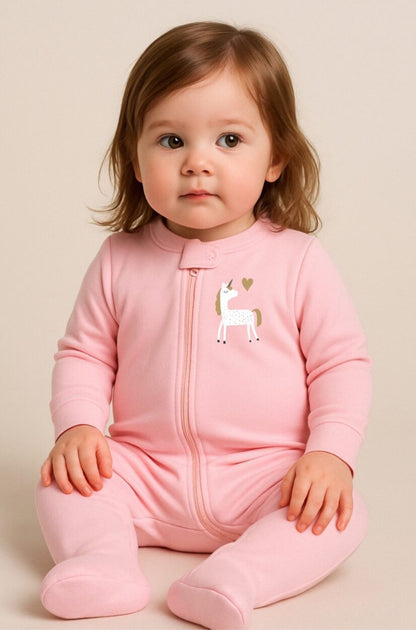 Set of 3 - Double-Zip Flannel Zipsuits - Unicorns | Mixed Sizes