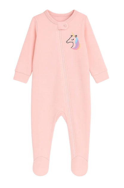 3-Pack Double Zip Flannel Rompers - Unicorns | Various Sizes