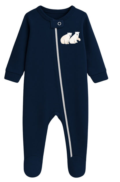 Set of 5 - Double-Zip Flannel Zipsuits | Crown | Lion | Car | Polar Bear | Penguin (0-12 Months)