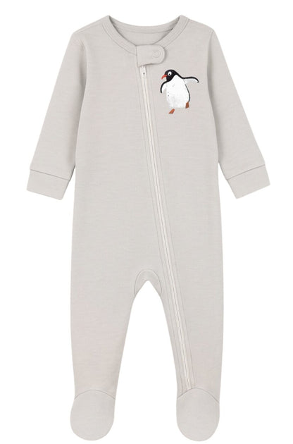 5-Pack Double Zip Flannel/Jersey Rompers | Crown | Lion | Car | Polar Bear | Penguin (0-3M)