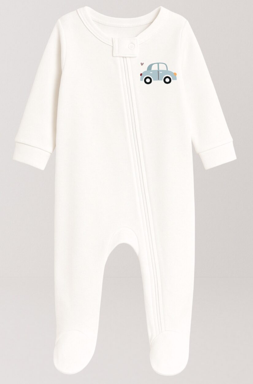 5-Pack Double Zip Flannel/Jersey Rompers | Crown | Lion | Car | Polar Bear | Penguin (0-3M)