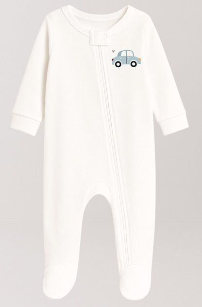 5-Pack Double Zip Flannel/Jersey Rompers | Crown | Lion | Car | Polar Bear | Penguin (0-3M)