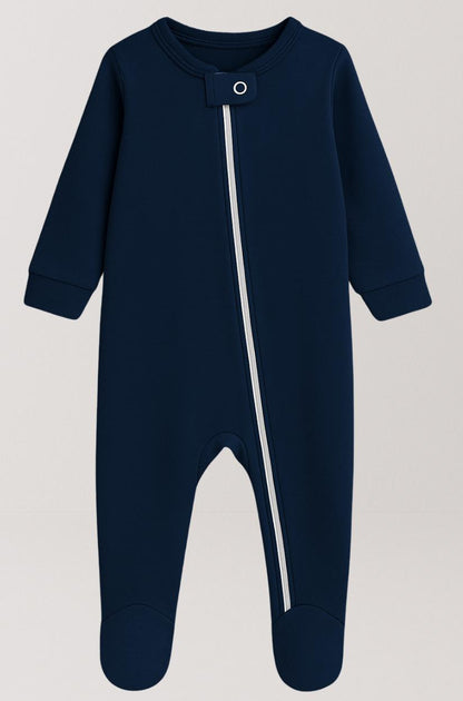 Set of 4 - Double-Zip Flannel Zipsuits - Solid Dots | Mixed Sizes