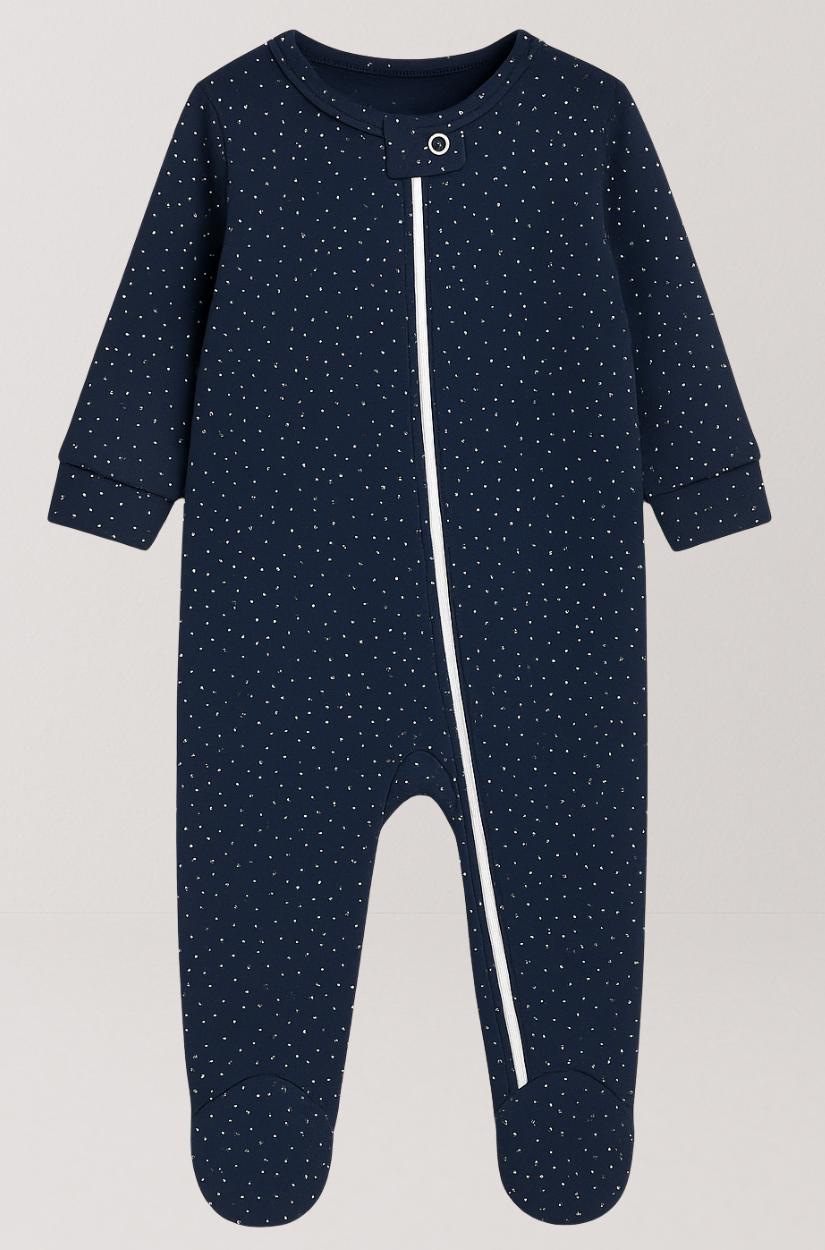 Set of 4 - Double-Zip Flannel Zipsuits - Solid Dots | Mixed Sizes