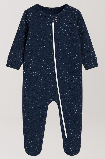 4-Pack Double Zip Flannel Rompers - Plain & Dots | Various Sizes