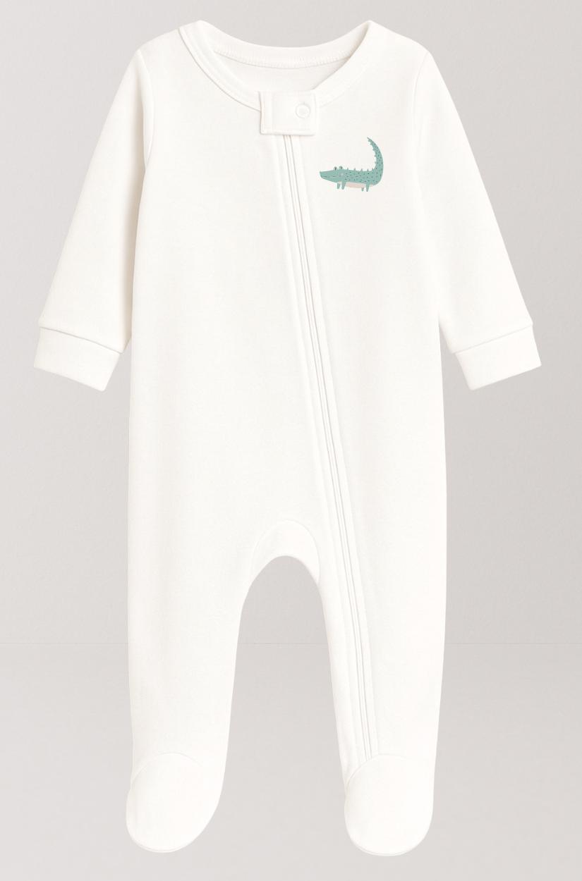 4-Pack Double Zip Flannel Rompers - Plain & Dots | Various Sizes