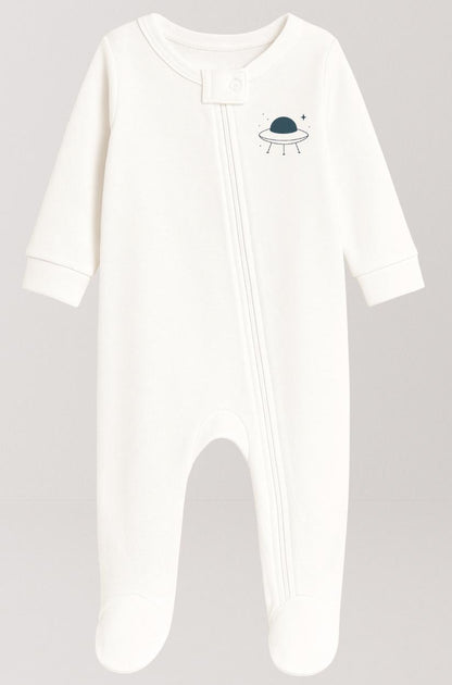 5-Pack Double Zip Flannel/Jersey Rompers | Spaceship | Telescope | Moon | Astronaut | Saturn (0-3M)