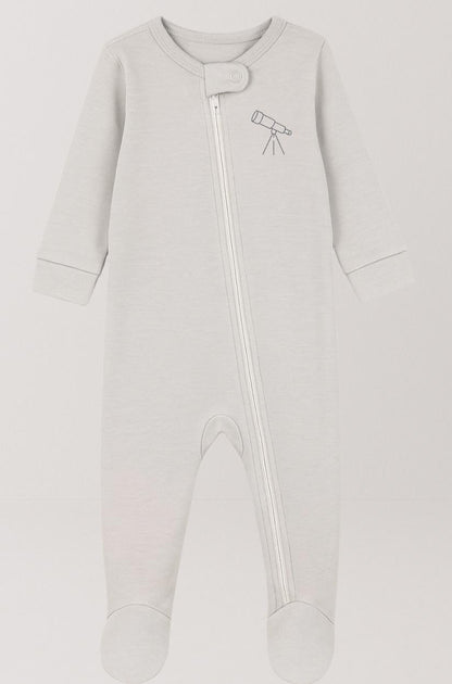 5-Pack Double Zip Flannel/Jersey Rompers | Spaceship | Telescope | Moon | Astronaut | Saturn (0-3M)
