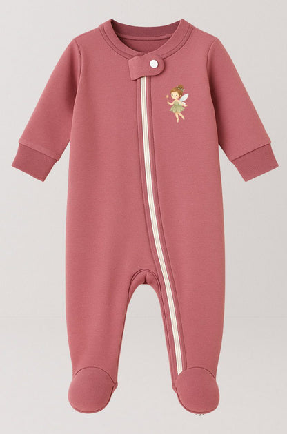 Set of 5 - Double-Zip Flannel Zipsuits | Flower | Solid | Turquoise | Fairy | Unicorn (0-12 Months)