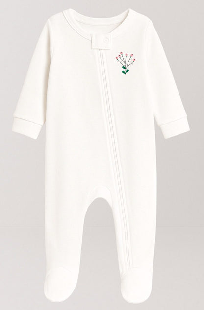 5-Pack Double Zip Flannel Rompers | Flower | Plain | Sea | Fairy | Unicorn (0-12M)