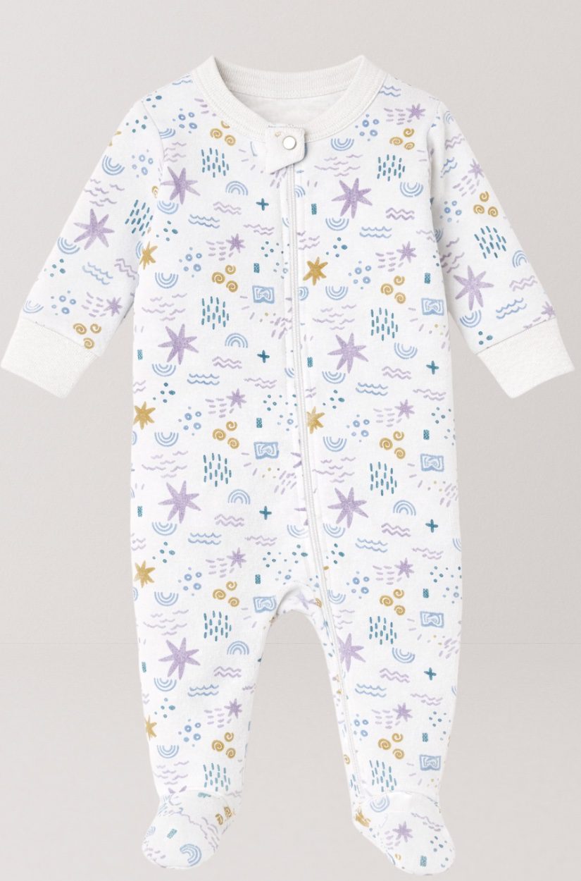Set of 5 - Double-Zip Flannel Zipsuits | Flower | Solid | Turquoise | Fairy | Unicorn (0-12 Months)