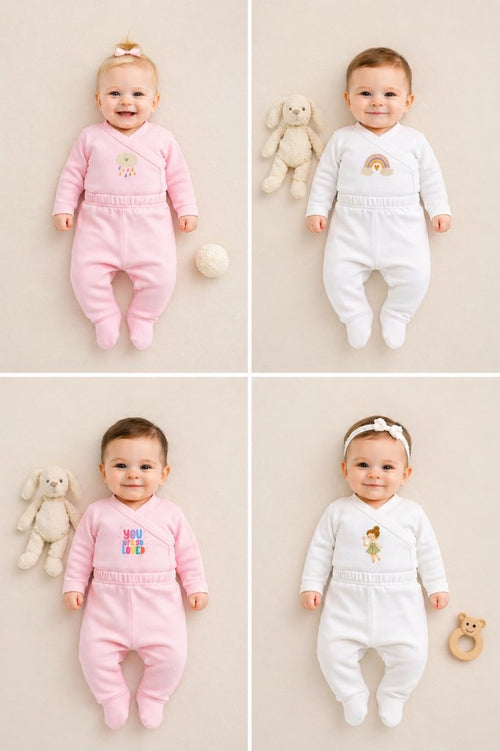 4-Pack Sets - Envelope Bodysuit & Footie Flannel/Jersey | Fairy | Cloud | Love | Rainbow (0-3M)