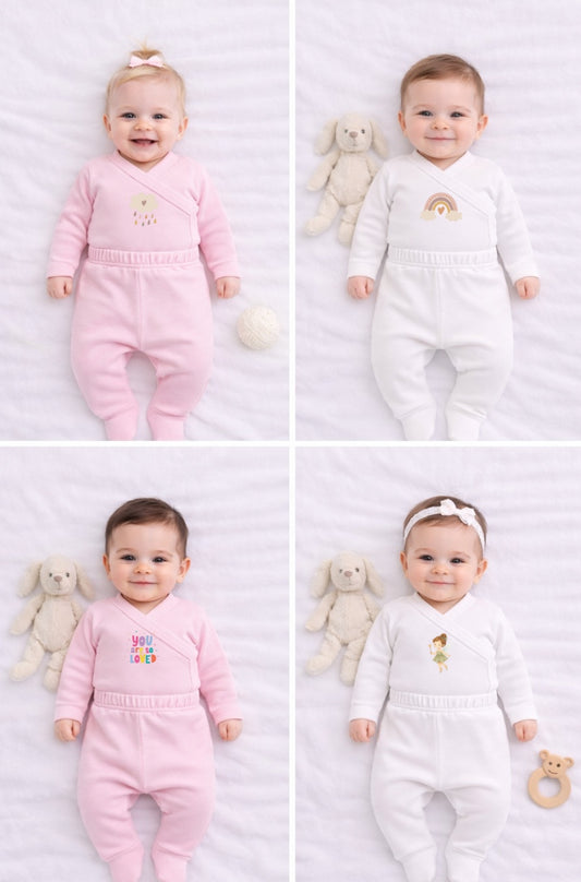4-Pack Sets - Envelope Bodysuit & Footie Flannel/Jersey | Fairy | Cloud | Love | Rainbow (0-3M)