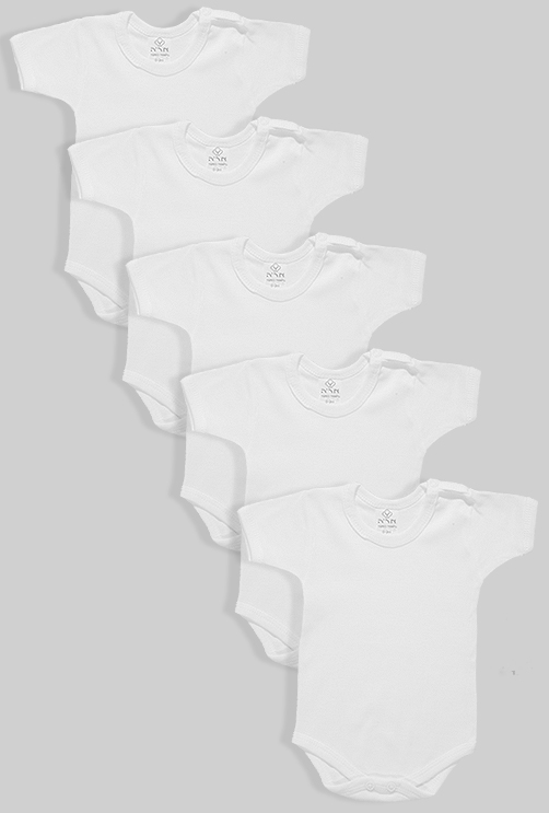 White 5 Pack 100% Cotton Short Sleeve Bodysuit (0-2.5Y)