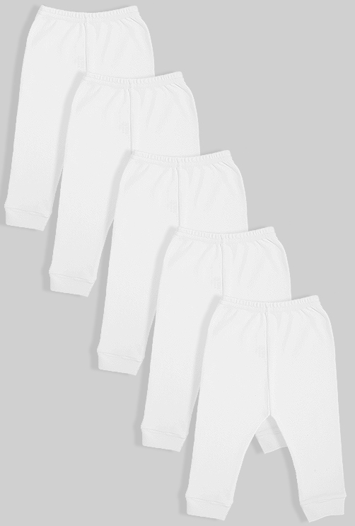 White 5 Pack 100% Cotton Flannel Pants (0-2.5Y)