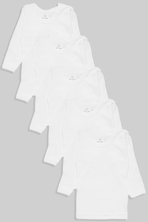 White 5 Pack 100% Cotton Flannel Long Sleeve Shirt (1-10Y)