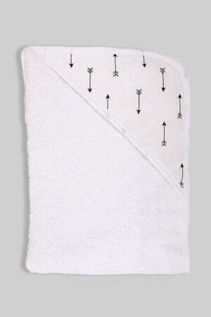 Hooded Towel White Arrows - 100% Cotton
