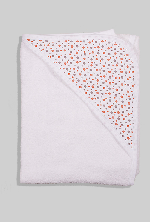 Hooded Towel White Polka Dot- 100% Cotton