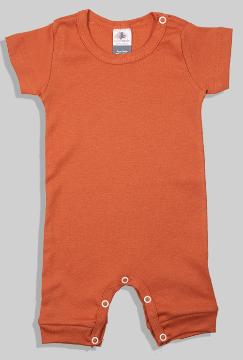 3 Pack - Short Overalls - Orange with Triangles, Plain Orange and Dark Grey with Stars (3-24 months)