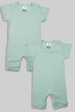 2 Pack - Short Overalls - Polka Dot and Seafoam Green (3-24 months)