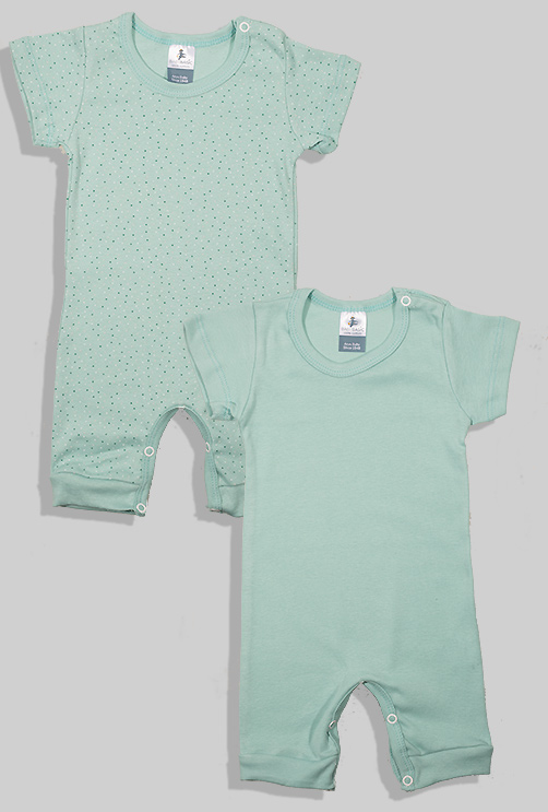 2 Pack - Short Overalls - Polka Dot and Seafoam Green (3-24 months)