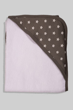 Hooded Towel Dark Grey Stars - 100% Cotton
