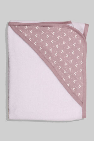 Hooded Towel Purple Triangle Hearts - 100% Cotton