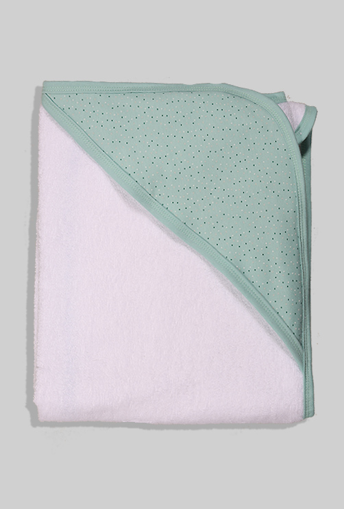 Hooded Towel Seafoam Green Polka Dots - 100% Cotton