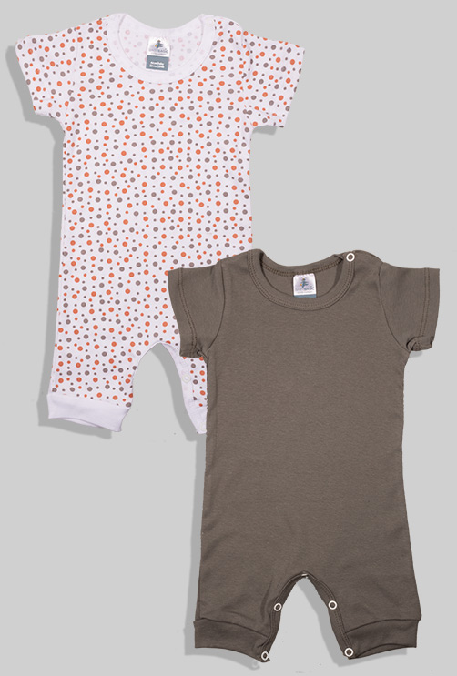 2 Pack - Short Overalls - Polka Dot and Grey (3-24 months)